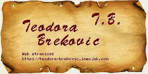 Teodora Breković vizit kartica